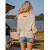 imageGRACE KARIN Women Summer Casual 34 Batwing Sleeve Pullover Sweater V Neck Loose HollowedOut Tie Front Knit BlousesLight Khaki