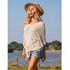 imageGRACE KARIN Women Summer Casual 34 Batwing Sleeve Pullover Sweater V Neck Loose HollowedOut Tie Front Knit BlousesLight Khaki