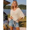 imageGRACE KARIN Women Summer Casual 34 Batwing Sleeve Pullover Sweater V Neck Loose HollowedOut Tie Front Knit BlousesLight Khaki