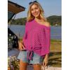 imageGRACE KARIN Women Summer Casual 34 Batwing Sleeve Pullover Sweater V Neck Loose HollowedOut Tie Front Knit BlousesRose Red