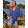 imageGRACE KARIN Women Summer Casual 34 Batwing Sleeve Pullover Sweater V Neck Loose HollowedOut Tie Front Knit BlousesRoyal Blue