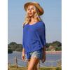 imageGRACE KARIN Women Summer Casual 34 Batwing Sleeve Pullover Sweater V Neck Loose HollowedOut Tie Front Knit BlousesRoyal Blue