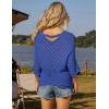 imageGRACE KARIN Women Summer Casual 34 Batwing Sleeve Pullover Sweater V Neck Loose HollowedOut Tie Front Knit BlousesRoyal Blue