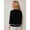 imageGRACE KARIN Womens 2024 Contrast Color Block Cardigan 34 Sleeve Cropped Sweaters Trendy Zip Up Knit Shrug with PocketBlack