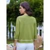 imageGRACE KARIN Womens 2024 Contrast Color Block Cardigan 34 Sleeve Cropped Sweaters Trendy Zip Up Knit Shrug with PocketGreen