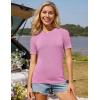 imageGRACE KARIN Womens 2025 Short Sleeve Sweater Dressy Lightweight Crewneck Sweaters Blouses for Business CasualRose Purple