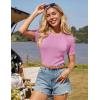 imageGRACE KARIN Womens 2025 Short Sleeve Sweater Dressy Lightweight Crewneck Sweaters Blouses for Business CasualRose Purple