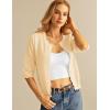 imageGRACE KARIN Womens 34 Sleeve Crochet Cardigan Light Weight Open Front Hollow Out Cropped Cardigan ShrugsApricot