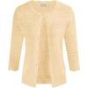 imageGRACE KARIN Womens 34 Sleeve Crochet Cardigan Light Weight Open Front Hollow Out Cropped Cardigan ShrugsApricot