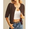 imageGRACE KARIN Womens 34 Sleeve Crochet Cardigan Light Weight Open Front Hollow Out Cropped Cardigan ShrugsBrown