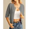 imageGRACE KARIN Womens 34 Sleeve Crochet Cardigan Light Weight Open Front Hollow Out Cropped Cardigan ShrugsGrey