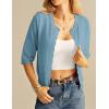 imageGRACE KARIN Womens 34 Sleeve Crochet Cardigan Light Weight Open Front Hollow Out Cropped Cardigan ShrugsLight Blue