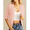 imageGRACE KARIN Womens 34 Sleeve Crochet Cardigan Light Weight Open Front Hollow Out Cropped Cardigan ShrugsLight Pink