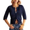 imageGRACE KARIN Womens 34 Sleeve Crochet Cardigan Light Weight Open Front Hollow Out Cropped Cardigan ShrugsNavy Blue