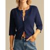 imageGRACE KARIN Womens 34 Sleeve Crochet Cardigan Light Weight Open Front Hollow Out Cropped Cardigan ShrugsNavy Blue