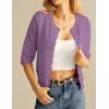 imageGRACE KARIN Womens 34 Sleeve Crochet Cardigan Light Weight Open Front Hollow Out Cropped Cardigan ShrugsPurple