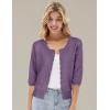 imageGRACE KARIN Womens 34 Sleeve Crochet Cardigan Light Weight Open Front Hollow Out Cropped Cardigan ShrugsPurple