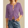 imageGRACE KARIN Womens 34 Sleeve Crochet Cardigan Light Weight Open Front Hollow Out Cropped Cardigan ShrugsPurple