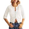 imageGRACE KARIN Womens 34 Sleeve Crochet Cardigan Light Weight Open Front Hollow Out Cropped Cardigan ShrugsWhite