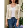 imageGRACE KARIN Womens 34 Sleeve Open Front Cropped Cardigan Summer Lightweight Hollow Out Knit ShrugApricot