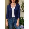 imageGRACE KARIN Womens 34 Sleeve Open Front Cropped Cardigan Summer Lightweight Hollow Out Knit ShrugDark Blue