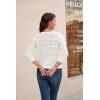 imageGRACE KARIN Womens 34 Sleeve Open Front Cropped Cardigan Summer Lightweight Hollow Out Knit ShrugIvory White