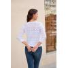 imageGRACE KARIN Womens 34 Sleeve Open Front Cropped Cardigan Summer Lightweight Hollow Out Knit ShrugWhite