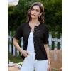 imageGRACE KARIN Womens Short Sleeve Cable Knit Summer Cardigan Sweater Lightweight Button Up Cardigan ShrugsBlack