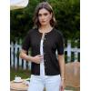 imageGRACE KARIN Womens Short Sleeve Cable Knit Summer Cardigan Sweater Lightweight Button Up Cardigan ShrugsBlack