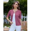 imageGRACE KARIN Womens Short Sleeve Cable Knit Summer Cardigan Sweater Lightweight Button Up Cardigan ShrugsRose Red