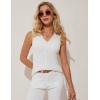 imageGRACE KARIN Womens Spring Summer Sweater Vest 2025 Casual Knit Sleeveless V Neck Button Down Crochet Crop Tank TopsIvory