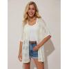 imageGRACE KARIN Womens Summer Short Sleeve Crochet Cardigan Sweaters Lightweight 2025 Oversized Knit Boho Kimono CardigansIvory White