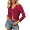 imageGRACE KARIN Cropped Cardigan for Women Tie Front 2025 Summer Lightweight 34 Sleeve Crochet Knit Bolero Shrug SweaterRed