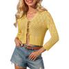 imageGRACE KARIN Cropped Cardigan for Women Tie Front 2025 Summer Lightweight 34 Sleeve Crochet Knit Bolero Shrug SweaterYellow