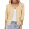 imageGRACE KARIN Womens 34 Sleeve Crochet Cardigan Light Weight Open Front Hollow Out Cropped Cardigan ShrugsApricot