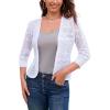 imageGRACE KARIN Womens 34 Sleeve Open Front Cropped Cardigan Summer Lightweight Hollow Out Knit ShrugWhite