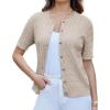 imageGRACE KARIN Womens Short Sleeve Cable Knit Summer Cardigan Sweater Lightweight Button Up Cardigan ShrugsApricot