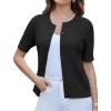 imageGRACE KARIN Womens Short Sleeve Cable Knit Summer Cardigan Sweater Lightweight Button Up Cardigan ShrugsBlack