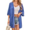 imageGRACE KARIN Womens Summer Short Sleeve Crochet Cardigan Sweaters Lightweight 2025 Oversized Knit Boho Kimono CardigansBlue