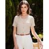 imageGRACE KARIN 2025 Womens Summer Short Sleeve Cardigan Sweaters Open Front Bolero Shrug Crew Neck Button Down Sweater TopBeige