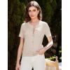 imageGRACE KARIN 2025 Womens Summer Short Sleeve Cardigan Sweaters Open Front Bolero Shrug Crew Neck Button Down Sweater TopBeige