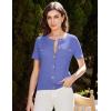 imageGRACE KARIN 2025 Womens Summer Short Sleeve Cardigan Sweaters Open Front Bolero Shrug Crew Neck Button Down Sweater TopBlue Purple