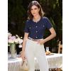 imageGRACE KARIN 2025 Womens Summer Short Sleeve Cardigan Sweaters Open Front Bolero Shrug Crew Neck Button Down Sweater TopNavy Blue