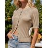imageGRACE KARIN 2025 Womens Summer Short Sleeve Sweater Cardigan Lightweight Crew Neck Sweater Crochet Knit TopApricot