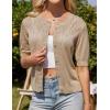 imageGRACE KARIN 2025 Womens Summer Short Sleeve Sweater Cardigan Lightweight Crew Neck Sweater Crochet Knit TopApricot