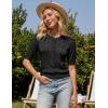 imageGRACE KARIN 2025 Womens Summer Short Sleeve Sweater Cardigan Lightweight Crew Neck Sweater Crochet Knit TopBlack
