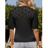imageGRACE KARIN 2025 Womens Summer Short Sleeve Sweater Cardigan Lightweight Crew Neck Sweater Crochet Knit TopBlack