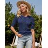 imageGRACE KARIN 2025 Womens Summer Short Sleeve Sweater Cardigan Lightweight Crew Neck Sweater Crochet Knit TopNavy Blue