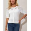 imageGRACE KARIN 2025 Womens Summer Short Sleeve Sweater Cardigan Lightweight Crew Neck Sweater Crochet Knit TopWhite
