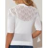 imageGRACE KARIN 2025 Womens Summer Short Sleeve Sweater Cardigan Lightweight Crew Neck Sweater Crochet Knit TopWhite